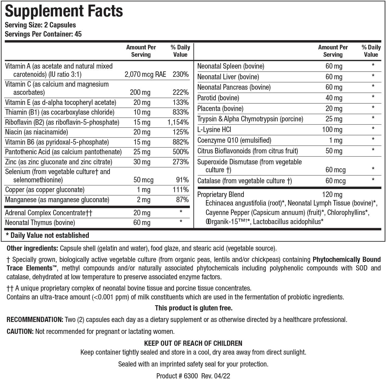 BIOTICS RESEARCH Bio Immunozyme Forte - Multivitamínico y Mineral con Equinácea, Pimienta de Cayena y Probióticos - 90 Cápsulas