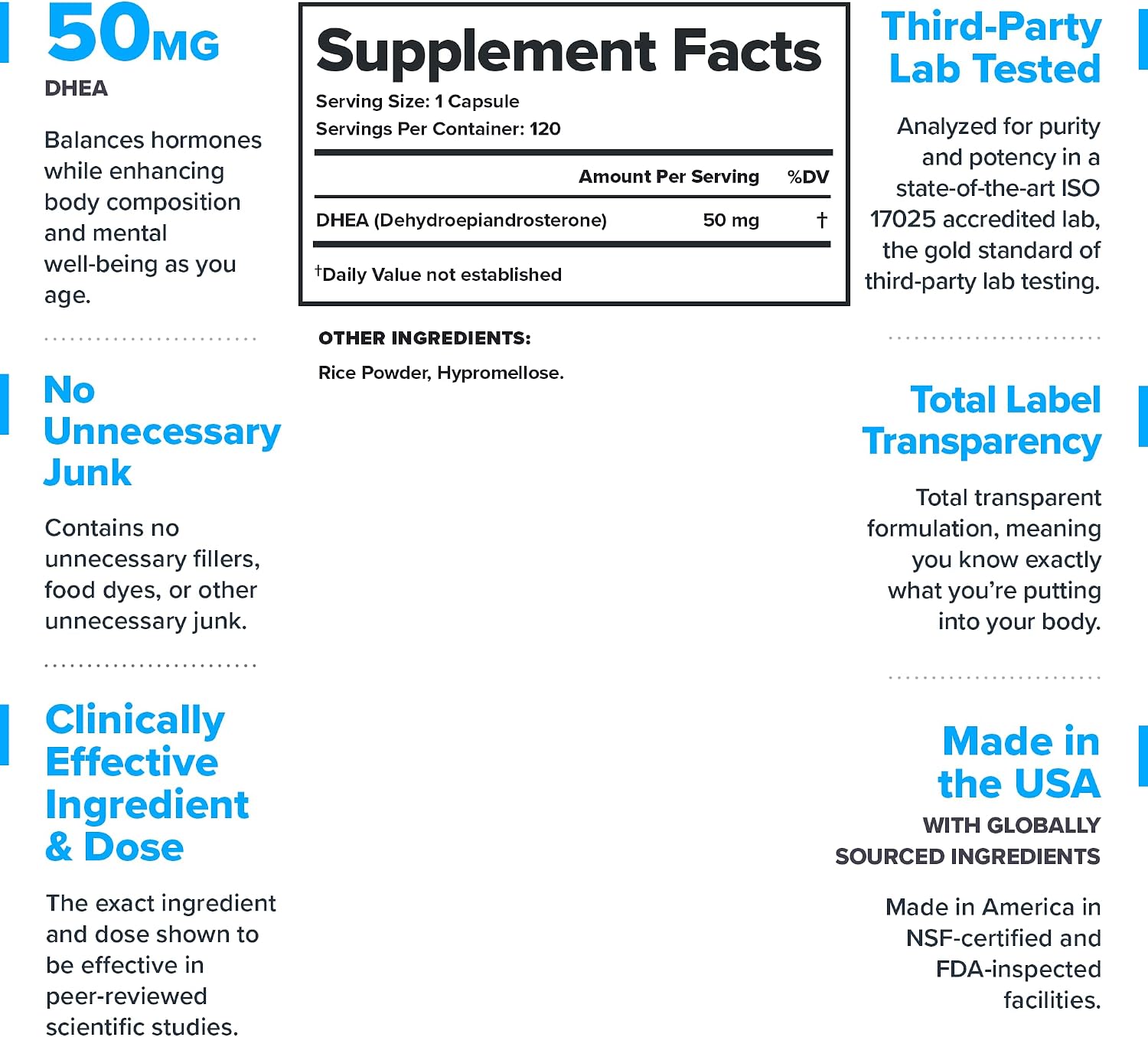 LEGION DHEA 50mg – Suplemento de DHEA para Hombres y Mujeres