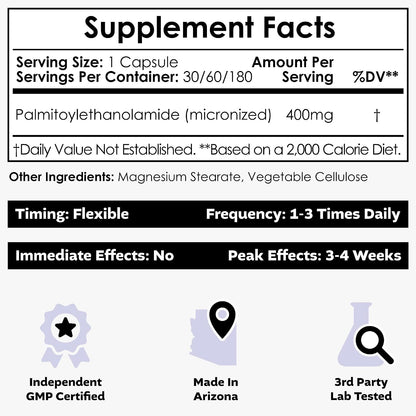 Nootropics Depot Palmitoiletanolamida (PEA) – Bienestar nervioso: Estudios sugieren que la PEA contribuye a – Image 2