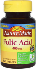 Nature Made Ácido Fólico 400 mcg (665 mcg DFE) Comprimidos, 250 Comprimidos (Pack de 3)