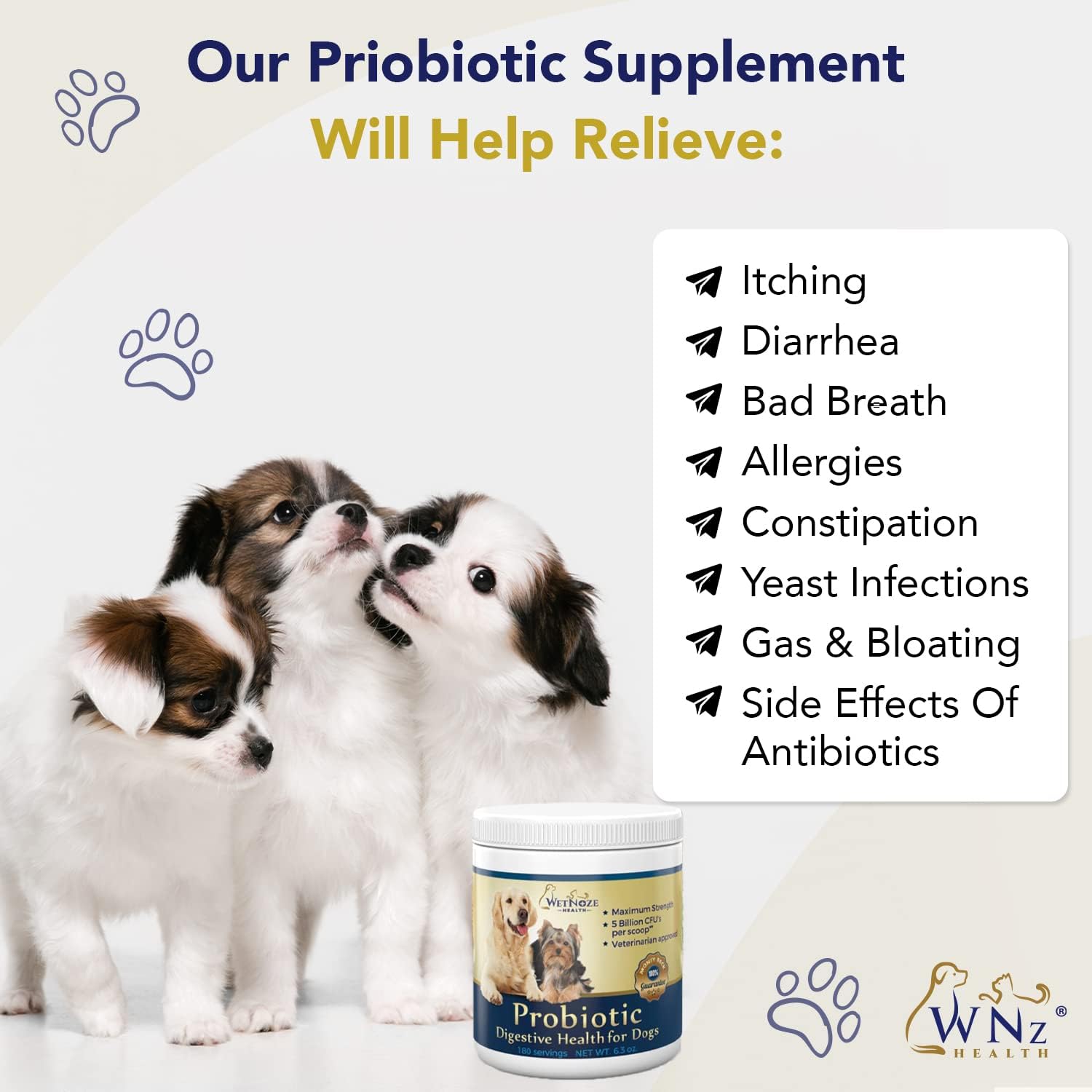 Probiotics for Dogs Digestive Health (Chicken & Bacon) - Probiotic Powder for Dogs - Digestive Aid & Immune Support - Calming Chews - Max Strength