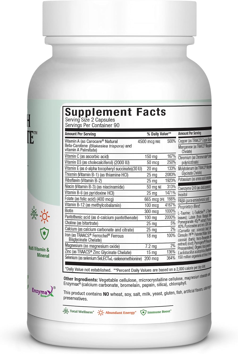 Maxi Health Multivitaminas para Hombres y Mujeres – Complejo Multivitamínico Diario – Vegano y Kosher – 180 Cápsulas