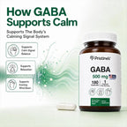 PRISTINE'S GABA 500mg - Apoyo al Sueño y Relajación - 180 Cápsulas