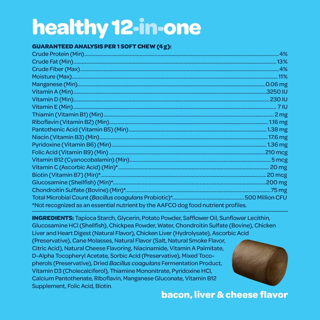 12-in-1 Complete Multivitamin for Dogs | 60 Chewables con Glucosamina, Condroitina y Probióticos Digestivos - Ready Pet Go!