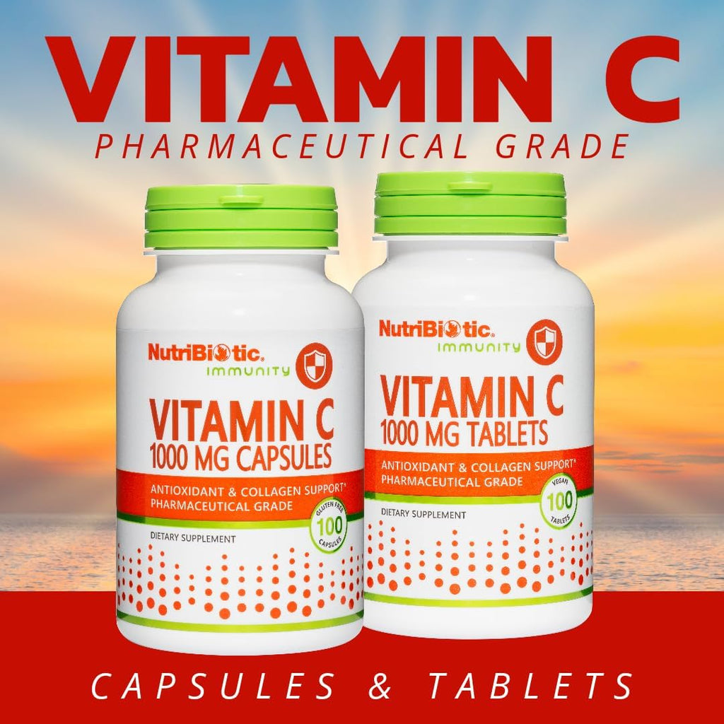 NutriBiotic Vitamina C 1000 mg, 250 Comprimidos - Ácido L-Ascórbico Puro