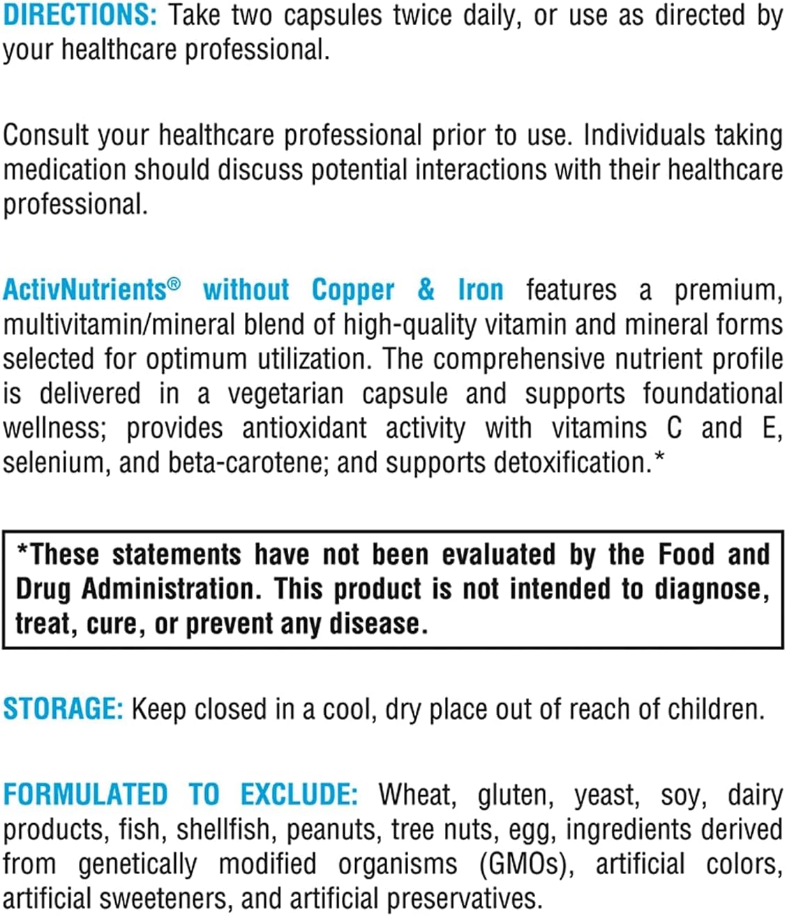 XYMOGEN ActivNutrients Copper-Free Iron-Free - Multimineral Formula - 120 Capsules