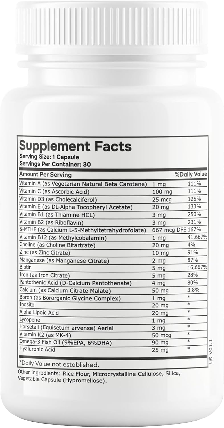 envitamin Multivitamínico Metilado para Mujeres con Hierro, Cola de Caballo, Biotina y L-Metilfolato