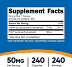 Nutricost P5P Vitamina B6 Activa 50mg, 240 Cápsulas (Piridoxal-5-Fosfato)