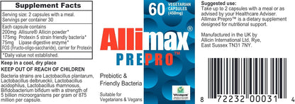ALLIMAX Pre Pro - 60 Cápsulas. Alicina estabilizada más prebióticos, probióticos y enzimas digestivas. – Image 2