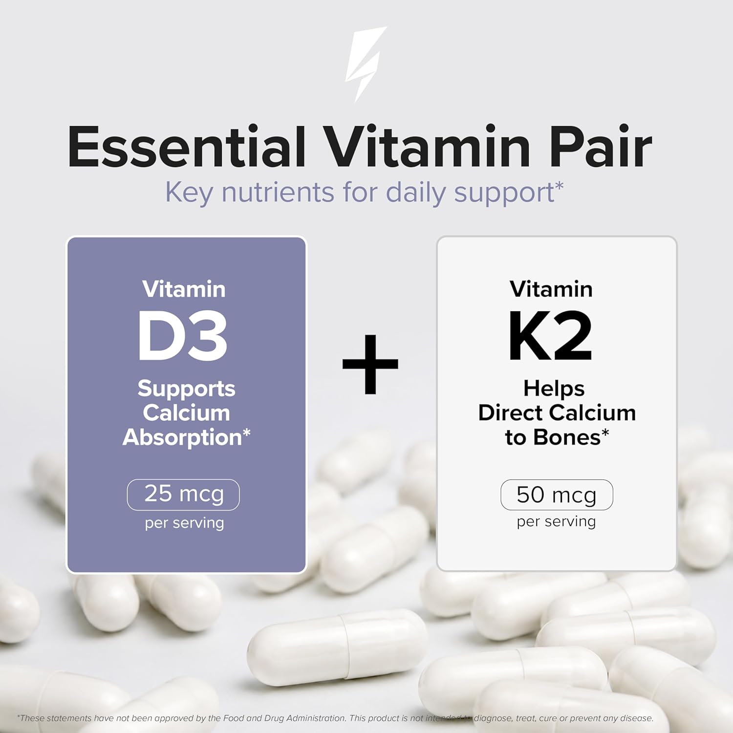Inno D3+K2 - Vitamina D3, K2 y Magnesio (30 Cápsulas)