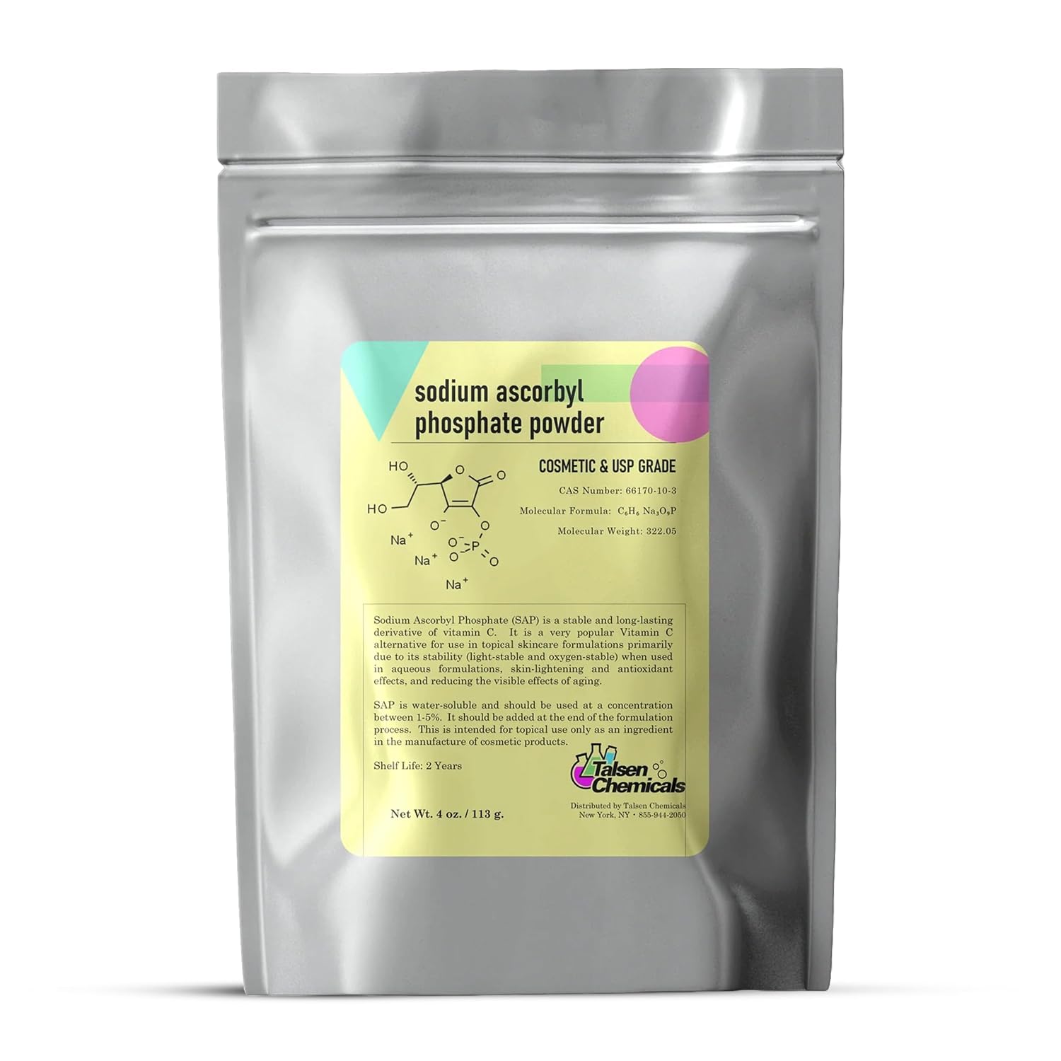 Sodium Ascorbyl Phosphate (SAP) en Polvo – Derivado Estable de Vitamina C para Cuidado de la Piel DIY (56 g)