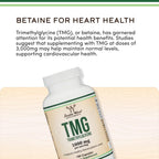 Double Wood Supplements TMG Trimethylglycina - 99%+ Pureza - 1000mg, 180 Cápsulas