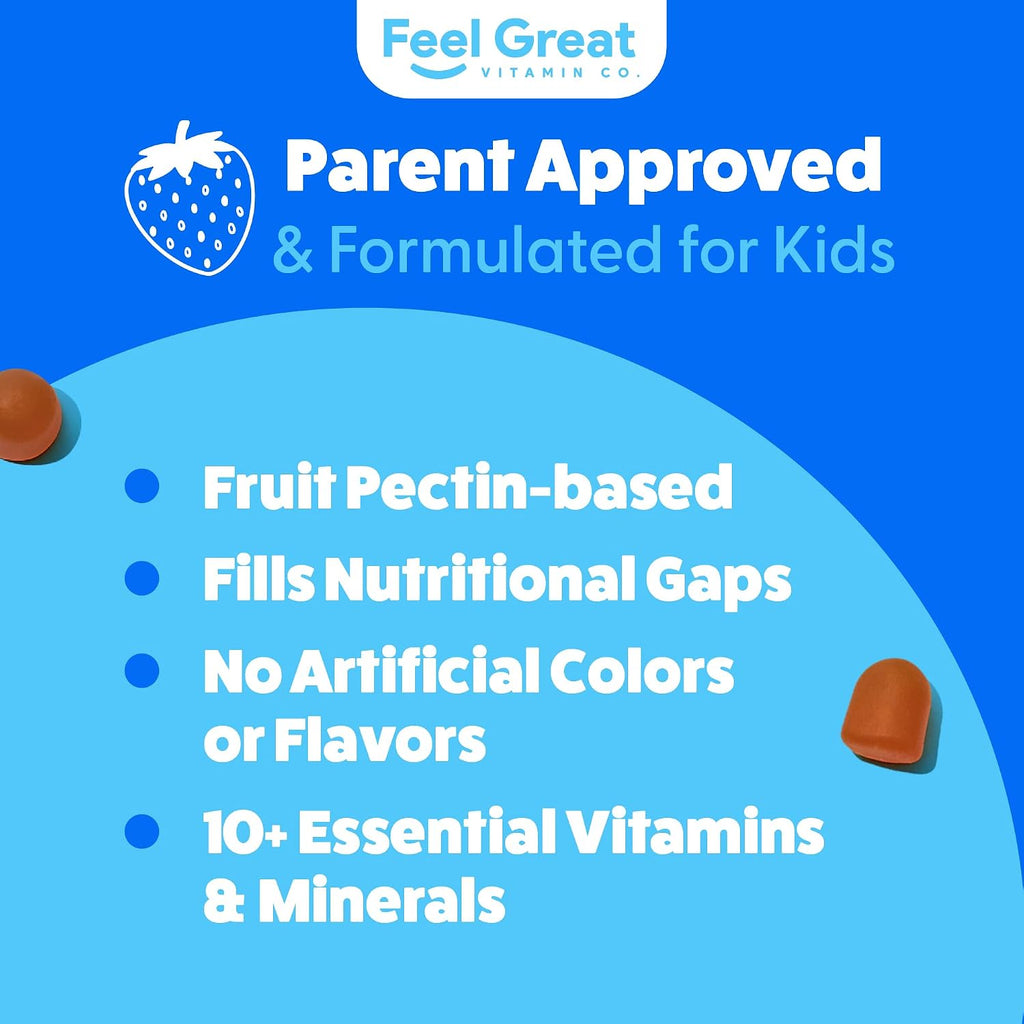 Feel Great Kids Multivitamin Gummies - Gominolas Multivitamínicas para Niños, 45 Días