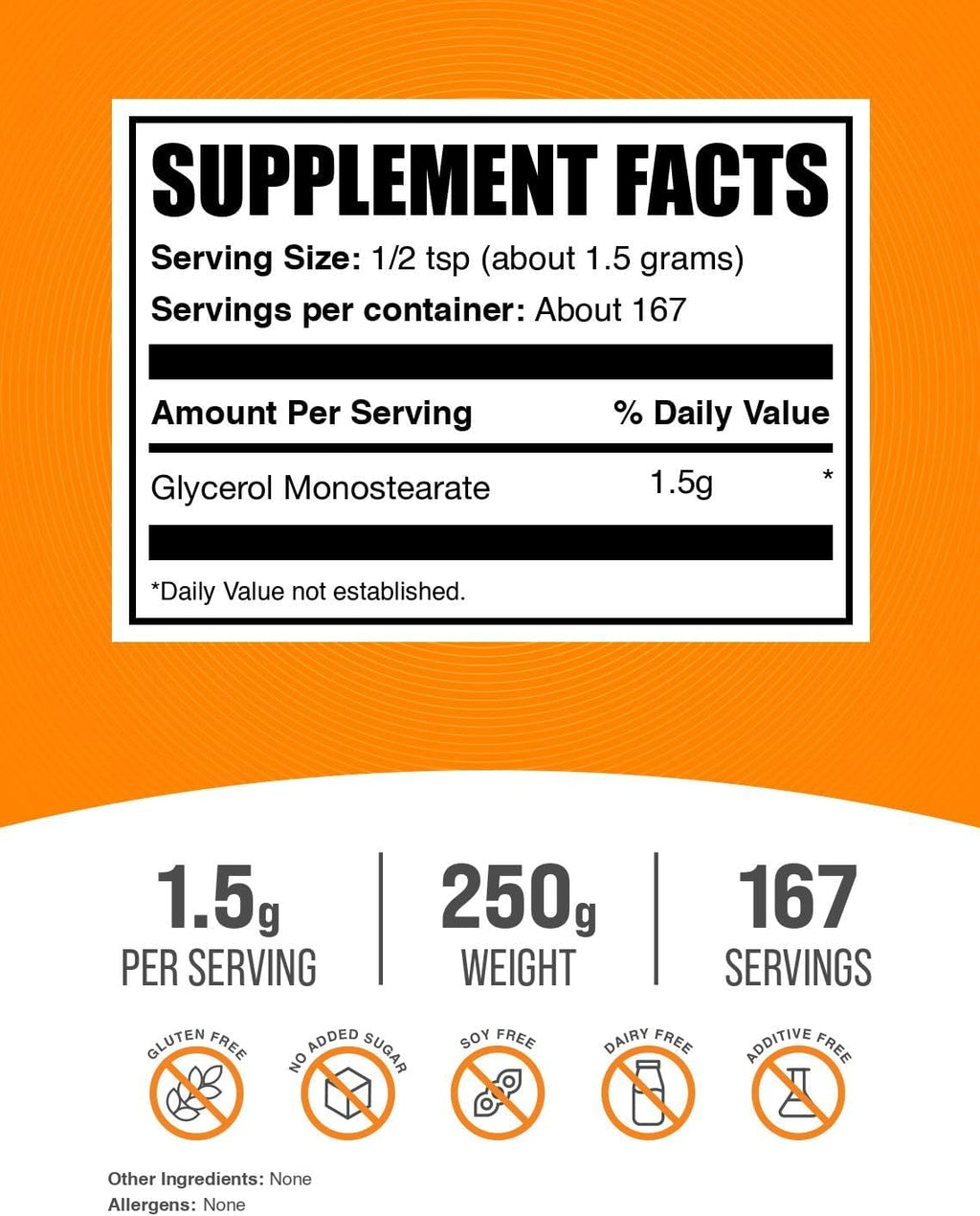 Glycerol Monostearate Powder - Suplemento de Glicerol, 250g