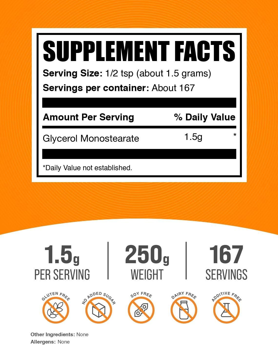 Glycerol Monostearate Powder - Suplemento de Glicerol, 250g