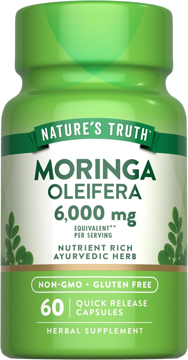 Nature's Truth Moringa Oleifera en Cápsulas | Extracto de Hoja | Sin Gluten y No GMO