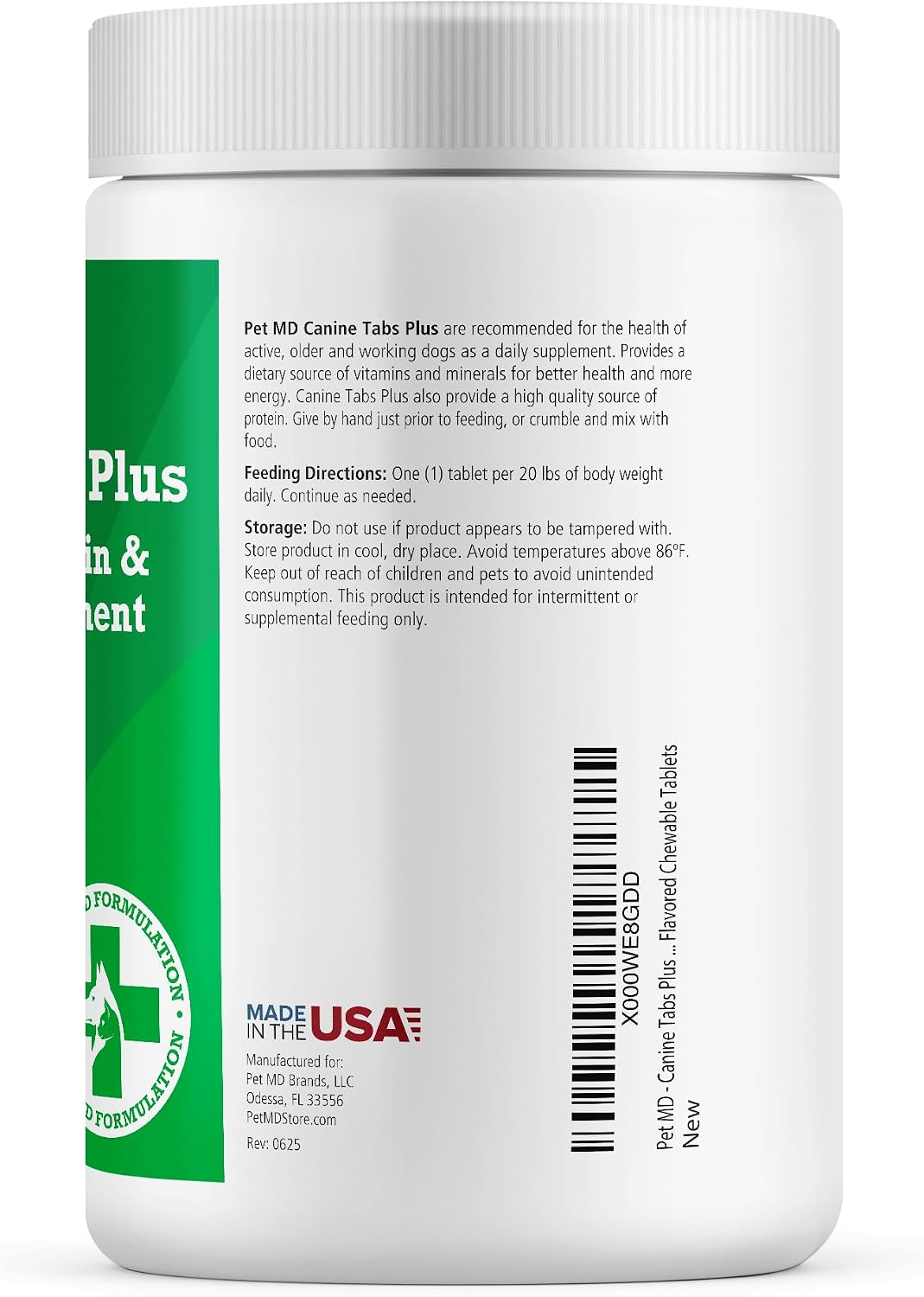 Pet MD Canine Tabs Plus Multivitamínico Avanzado para Perros - 365 Comprimidos Masticables | Suplemento Natural Diario de Vitaminas y Minerales - Sabor a Hígado