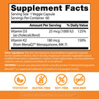 Doctor's Best Vitamina D3 y K2 MK-7 (MenaQ7) - 60 Cápsulas Veganas