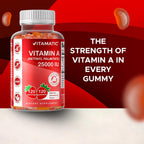 Vitamatic Vitamina A 25000 UI Gominolas Sin Azúcar (Palmitato de Retinilo) - Sabor Natural a Fresa - 120 Gominolas (2 Frascos)
