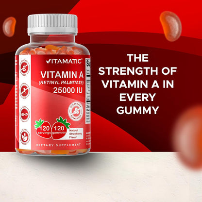 Vitamatic Vitamina A 25000 UI Gominolas Sin Azúcar (Palmitato de Retinilo) - Sabor Natural a Fresa - 120 Gominolas (2 – Image 7