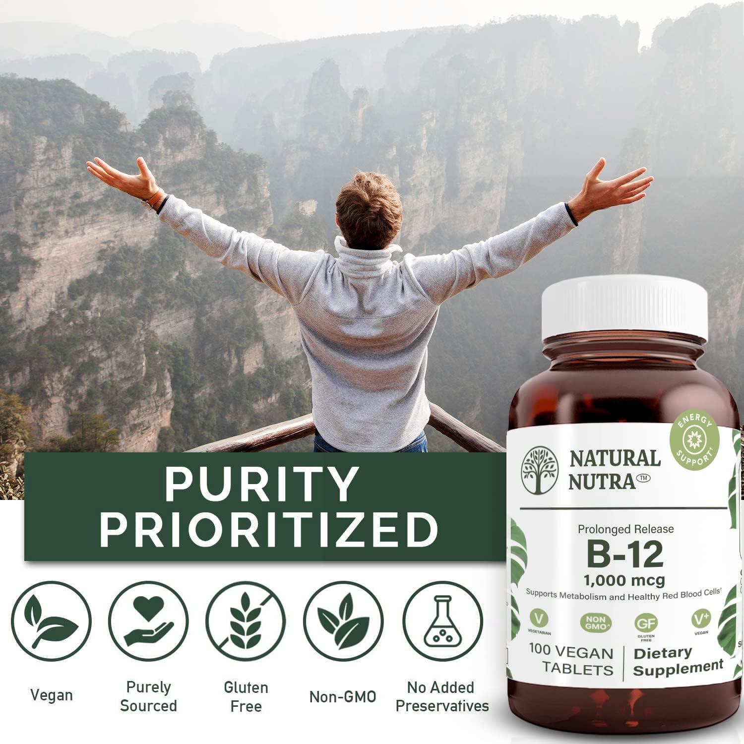 Natural Nutra Vitamina B12 1000 mcg – 100 Comprimidos Veganos