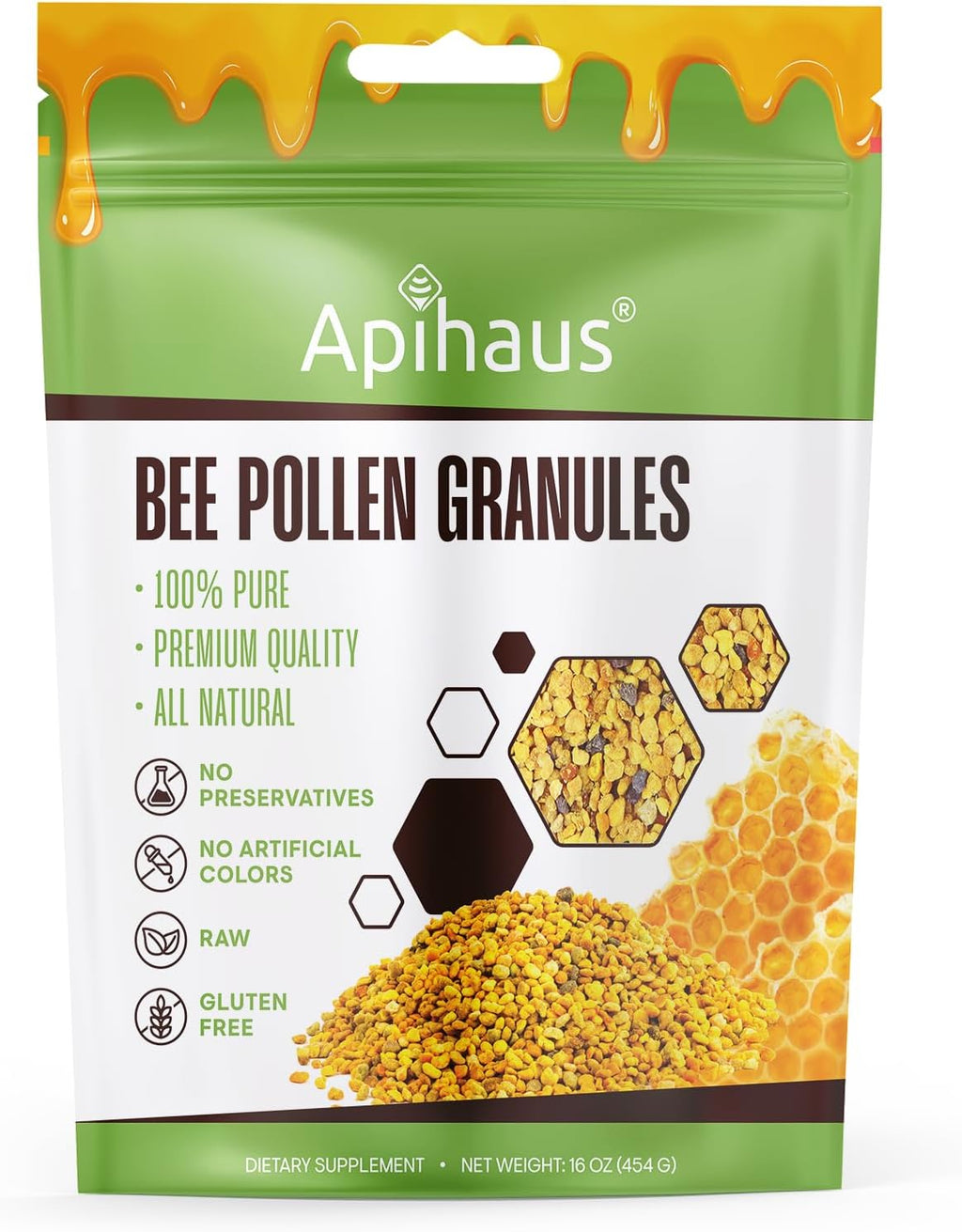 Gránulos de Polen de Abeja - 100% Puro - 453 g - Sin Gluten