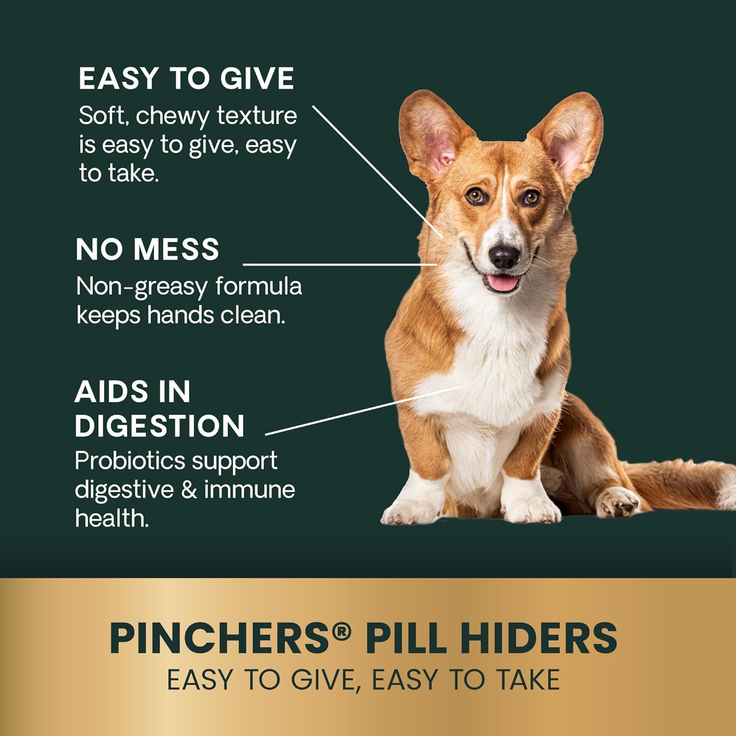 VetriScience Extra Large Pinchers Pill Hiders Masticables con Probióticos para Perros, Sabor Pollo, 45 uds.