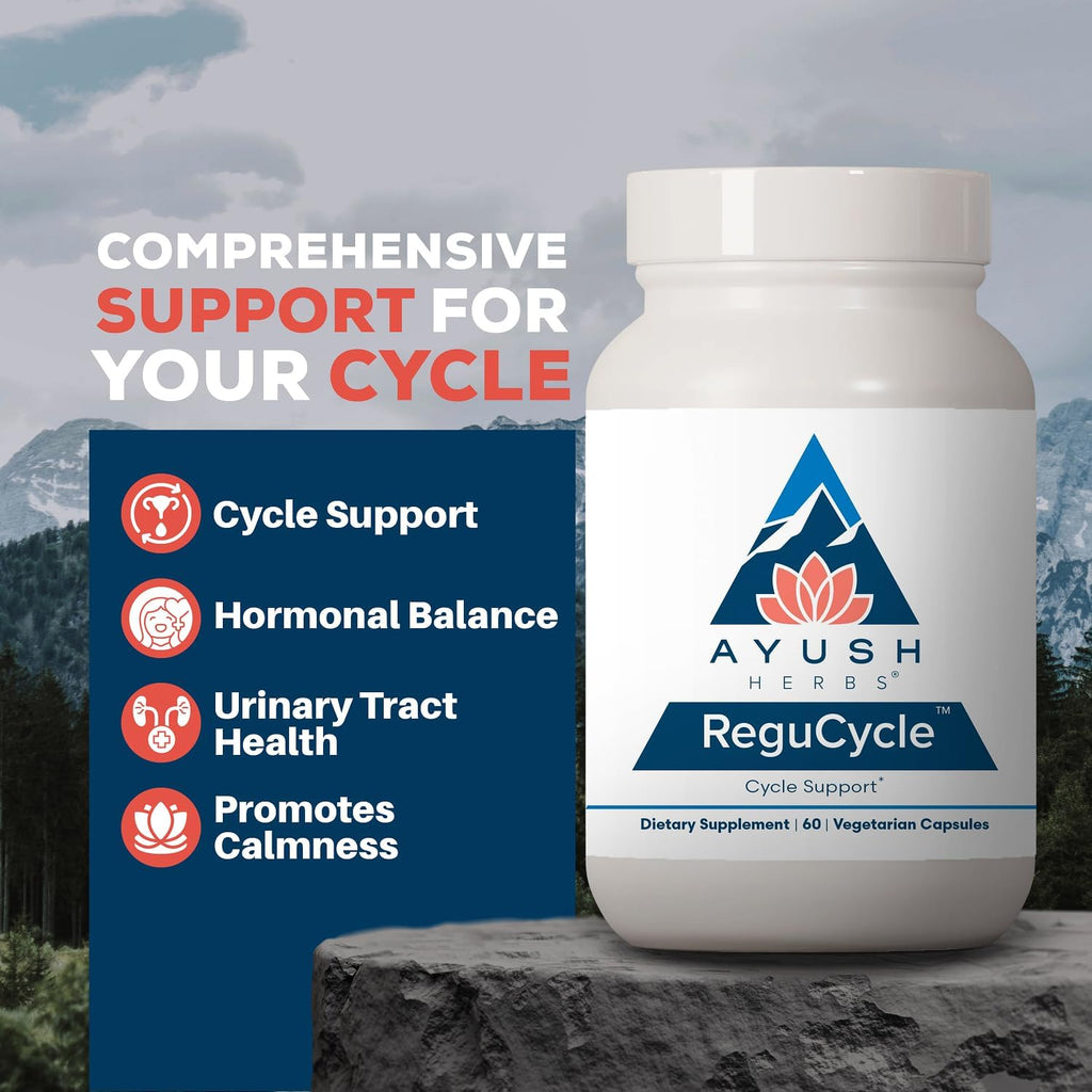 Ayush Herbs Regu-Cycle, Equilibrio Hormonal para Mujeres, 60 Porciones
