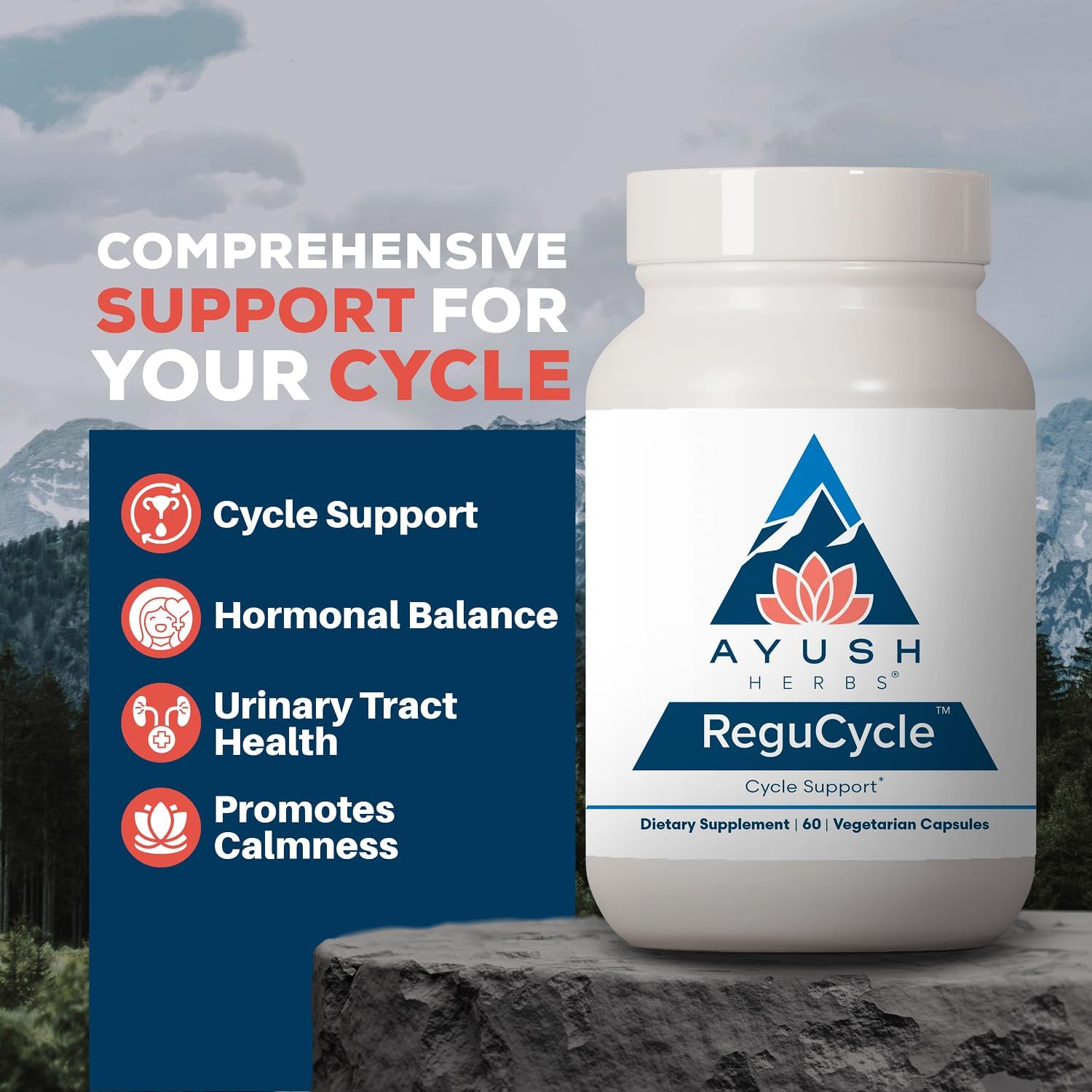 Ayush Herbs Regu-Cycle, Equilibrio Hormonal para Mujeres, 60 Porciones