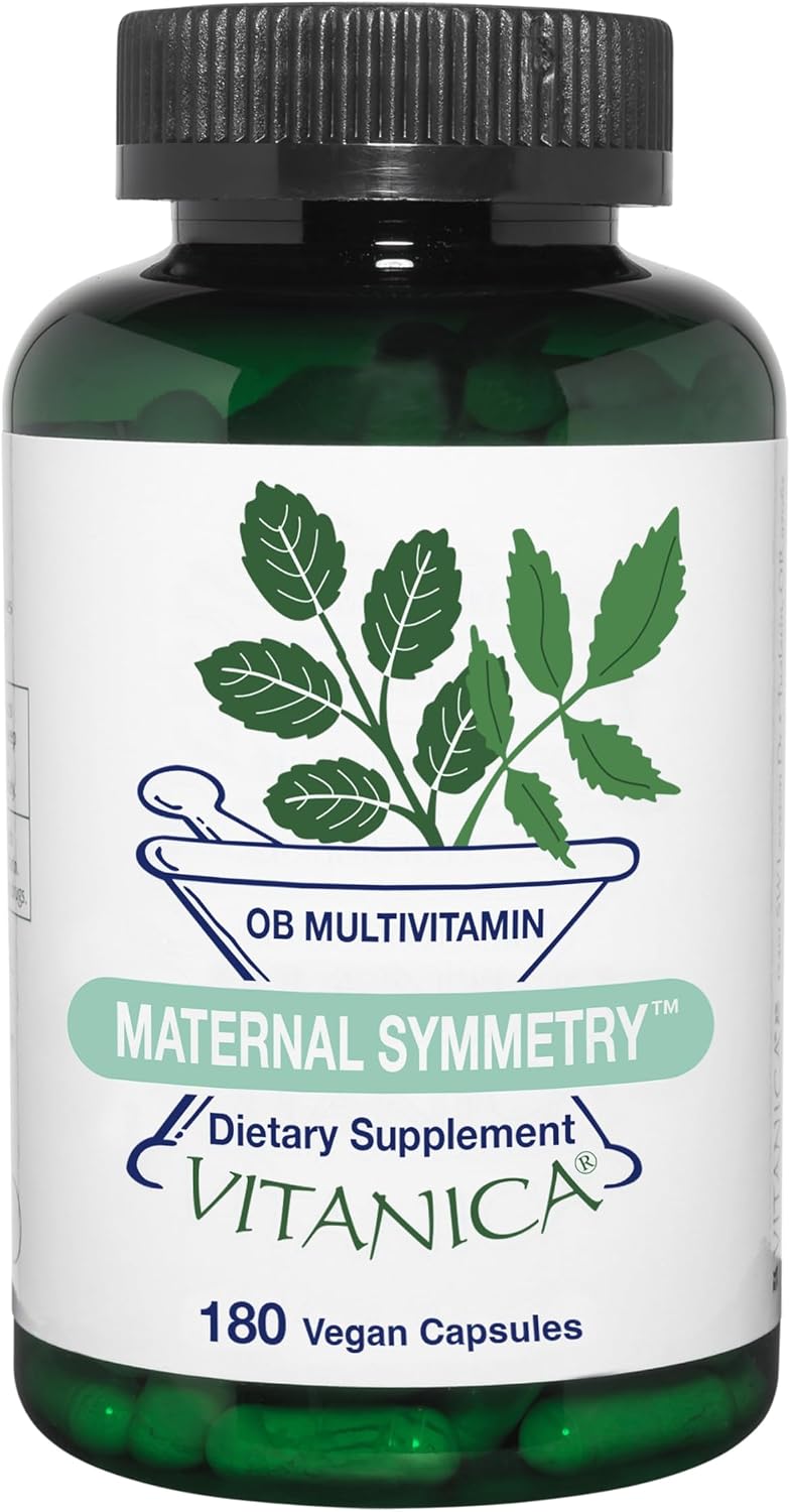 Vitanica Maternal Symmetry, Vitaminas Pre y Postnatales, Veganas, 180 Cápsulas