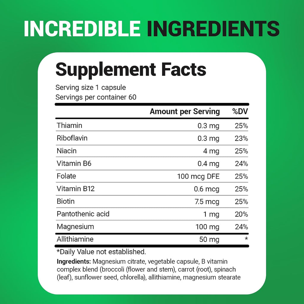 Dr. Berg Complejo de Vitaminas B1, B6, B12 con Allithiamine - 60 Cápsulas