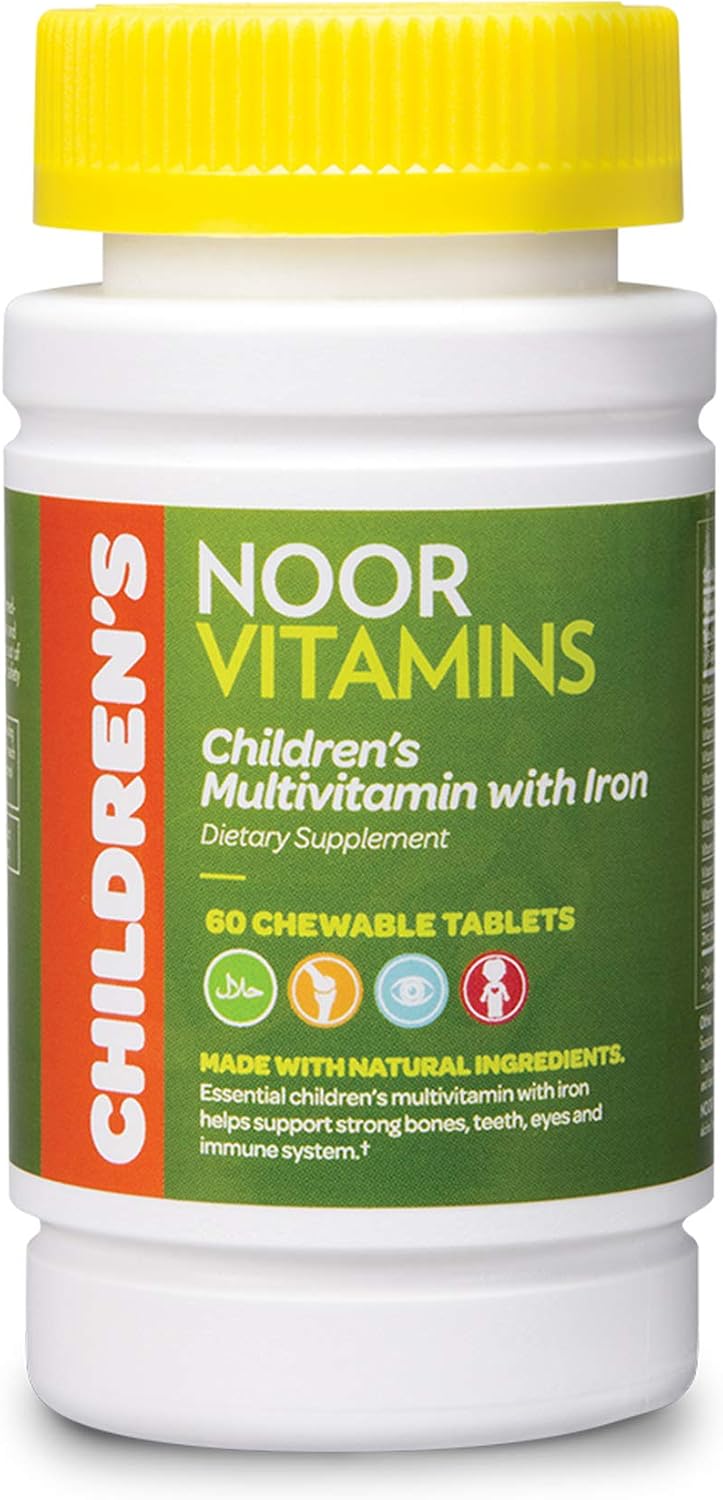 Noor Vitamins Children's Chewable Multivitamin with Iron - 60 Tablets (2 Month Supply)