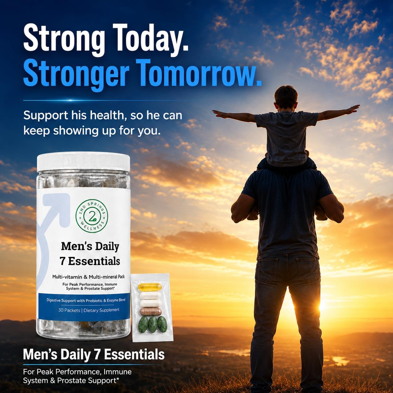 Daily 7 Essentials Men's Vitamin Pack - 30 Sobres | Multivitamínico para Hombres