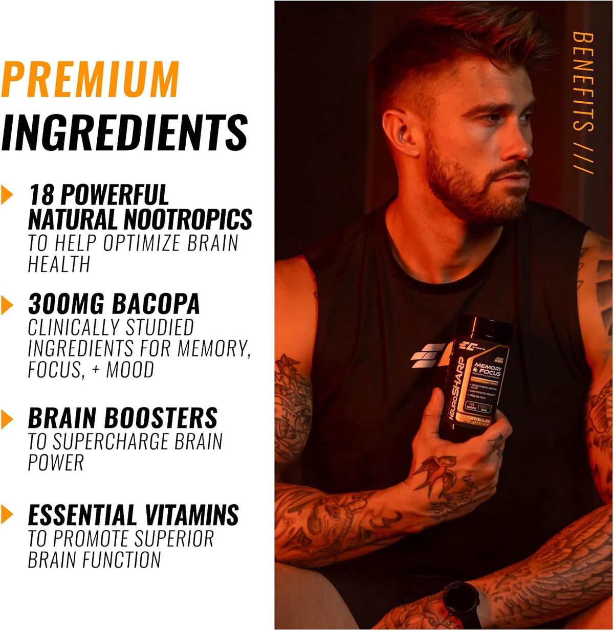 EC Sports NeuroSharp Powerful Nootropic Supplement for Focus, Faster Processing, Instant Positive Energy & Performance, – Image 5