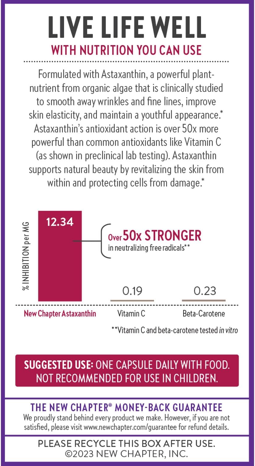 New Chapter Biotin, Vegan Hair, Skin, and Nails Supplement with Fermented Biotin and Astaxanthin - 60 Tablets