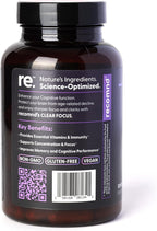 Clear Focus - Complemento para la memoria y concentración con Ashwagandha, Lion's Mane y Ginkgo Biloba, 120 cápsulas