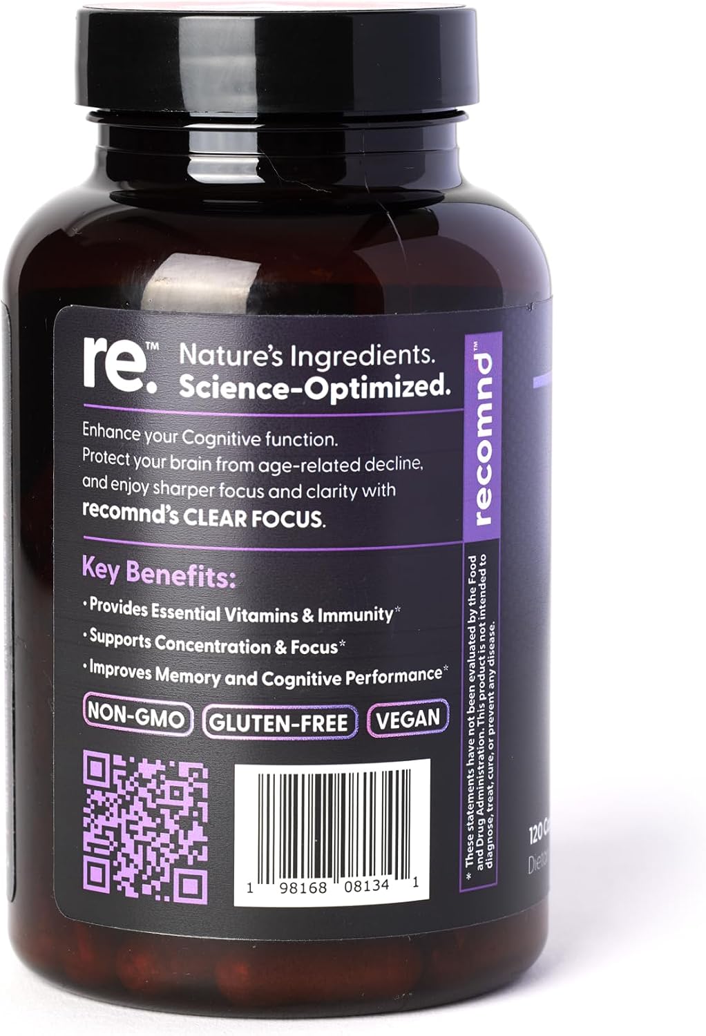 Clear Focus - Complemento para la memoria y concentración con Ashwagandha, Lion's Mane y Ginkgo Biloba, 120 cápsulas