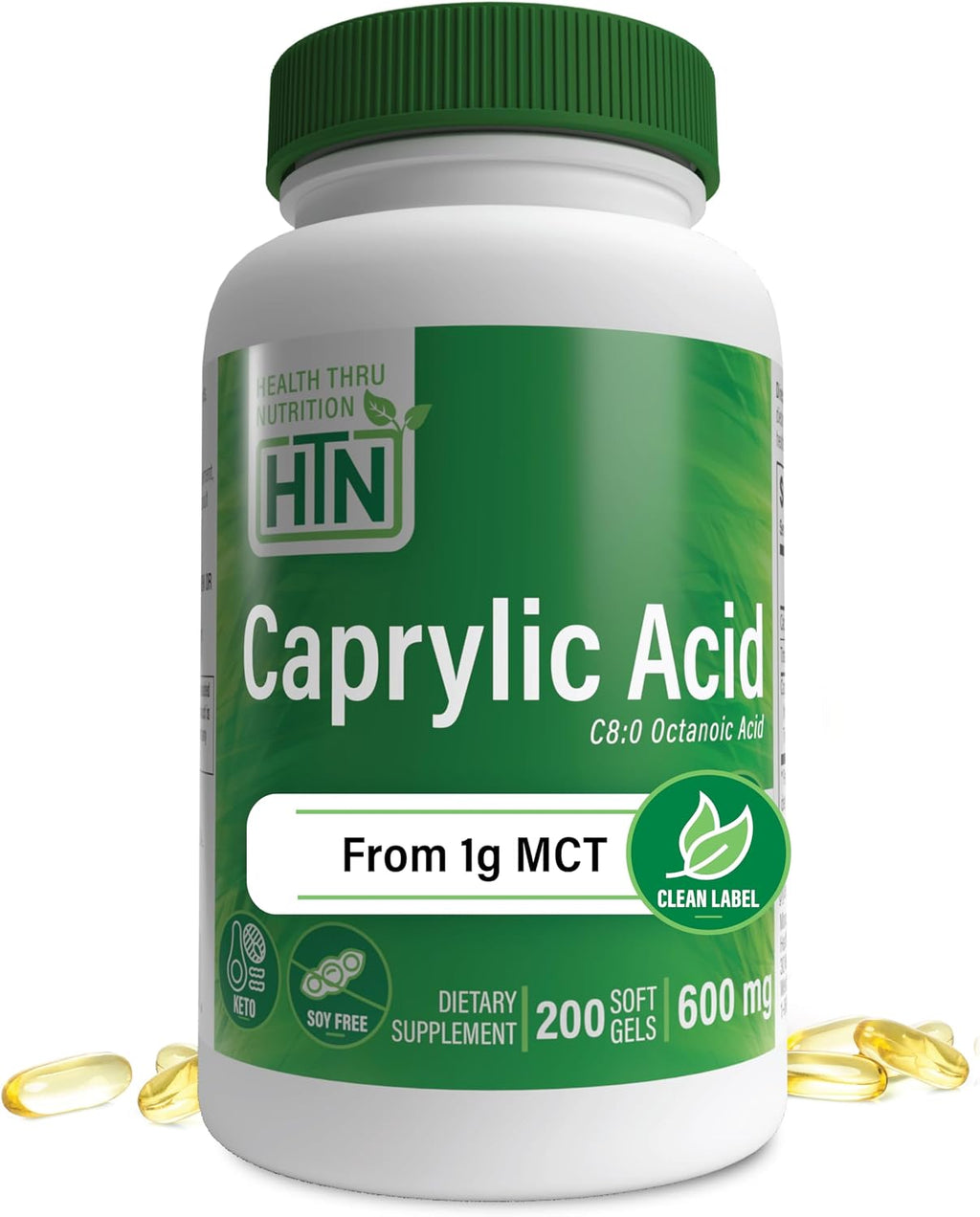 Health Thru Nutrition Ácido Caprílico 600mg - 100 Cápsulas Blandas