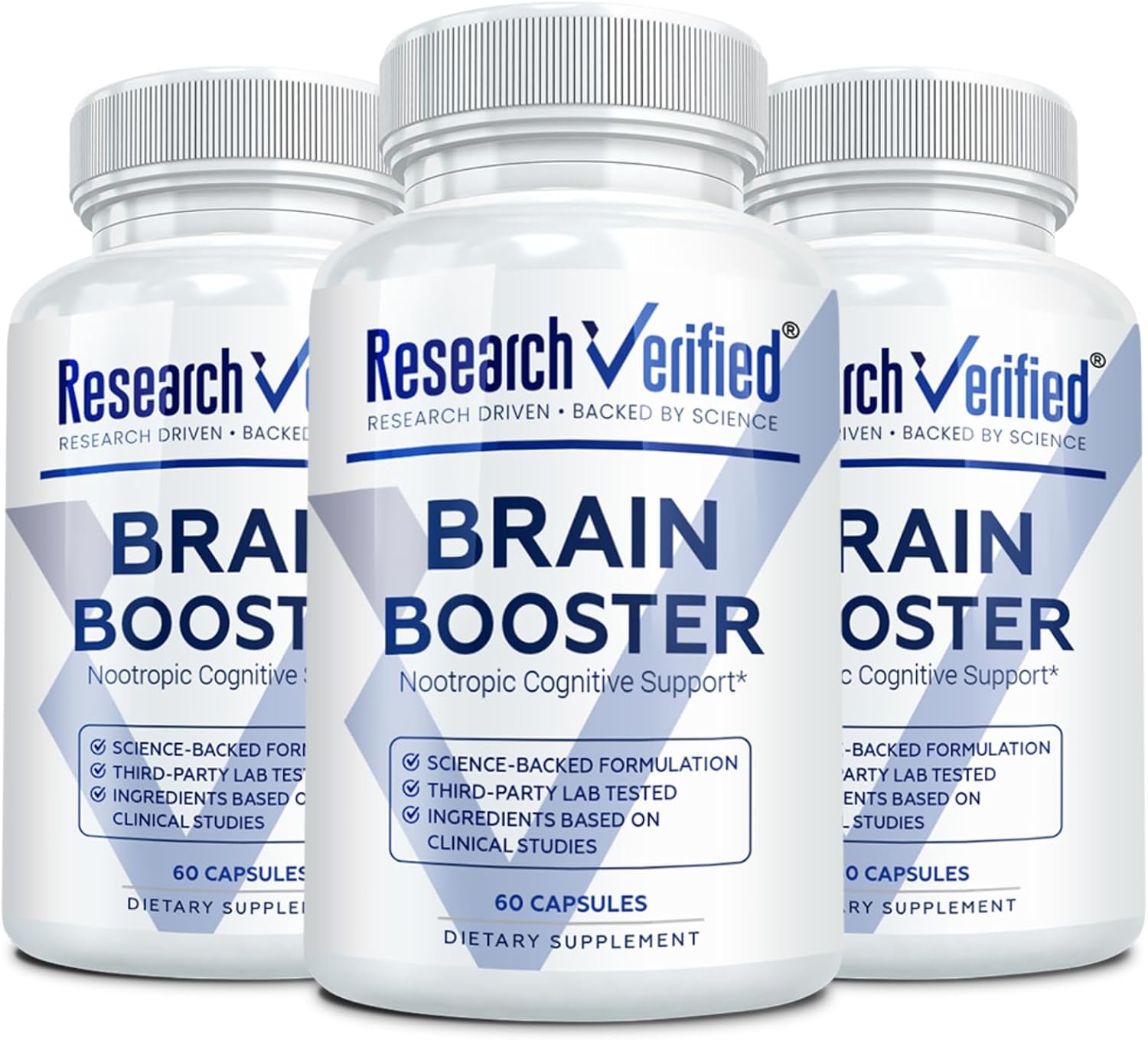 Research Verified Brain Booster - Suplemento Nootrópico para Memoria y Concentración - 60 Cápsulas Veganas