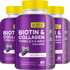 MEGNETA Biotin with Collagen Gummies - Gominolas de Biotina con Colágeno para Piel, Cabello, Uñas, Articulaciones y Huesos, Sabor Pomelo, 180 Gominolas