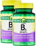 Vitamina B6 100mg – 250 Comprimidos, Alta Potencia, Sin Gluten, Vegetariano (Pack de 2)