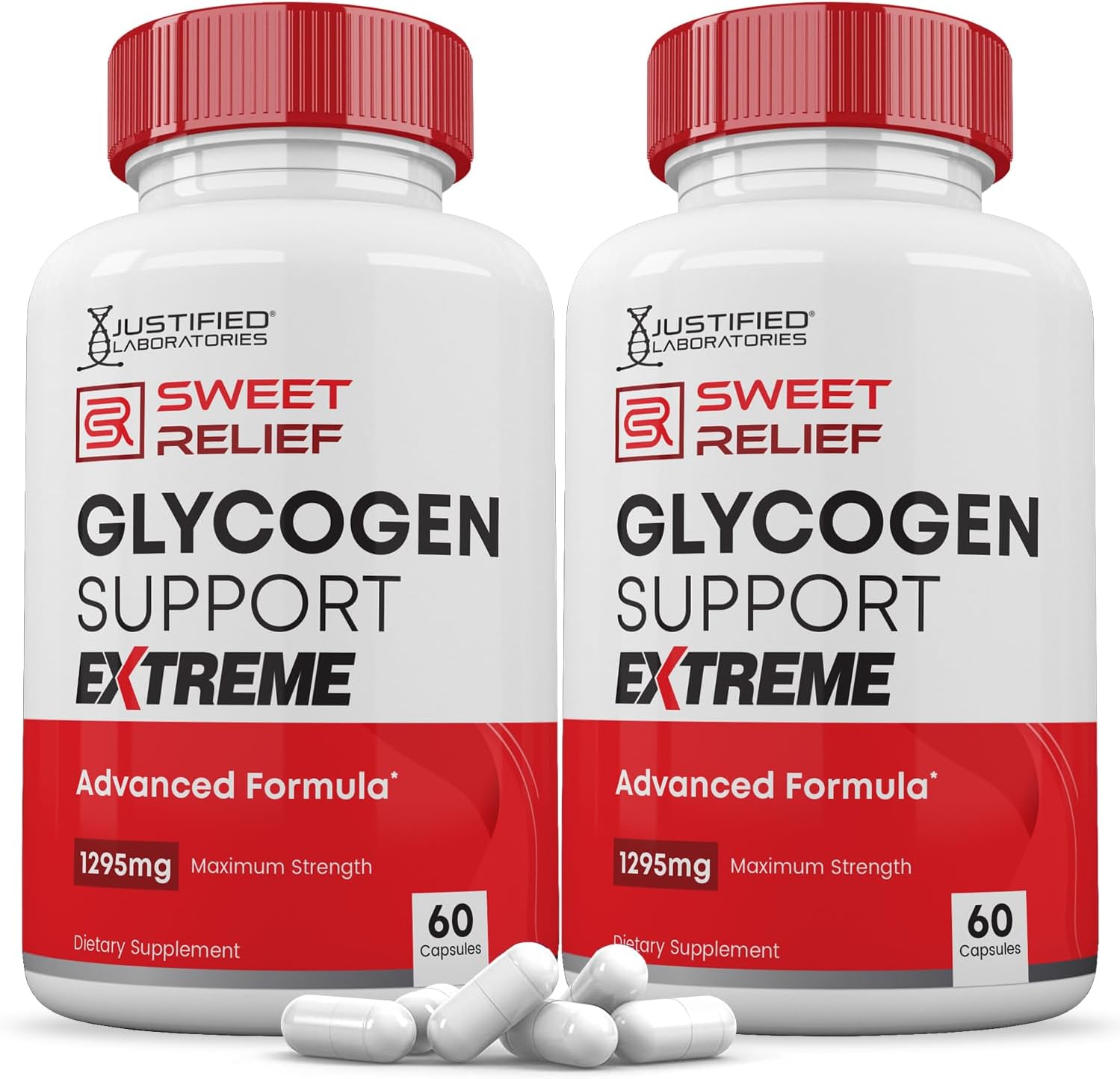 (2 Pack) Sweet Relief Glycogen Support Extreme Pills Advanced Formula 1295MG Zero Artificial Colors Flavoring Preservatives 120 Cápsulas