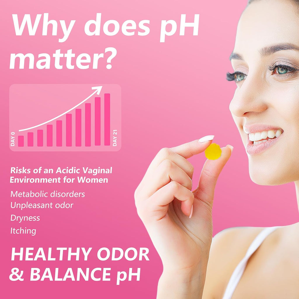 Her Juicy Feminine Probiotics Gummies, Salud Femenina - Apoya el Equilibrio del pH, con Olmo Resbaladizo, Prebióticos y Mezcla de Lactobacillus, Sabor a Piña - 60 Gominolas