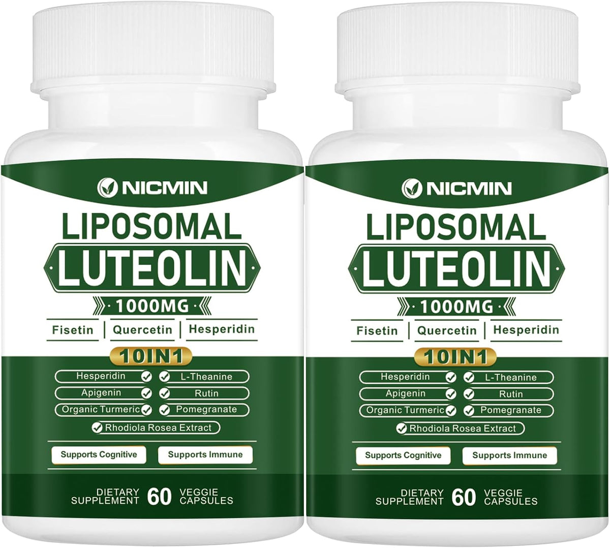 NICMIN 1000 mg Luteolina Liposomal, Máxima Absorción, 120 Cápsulas – Image 1