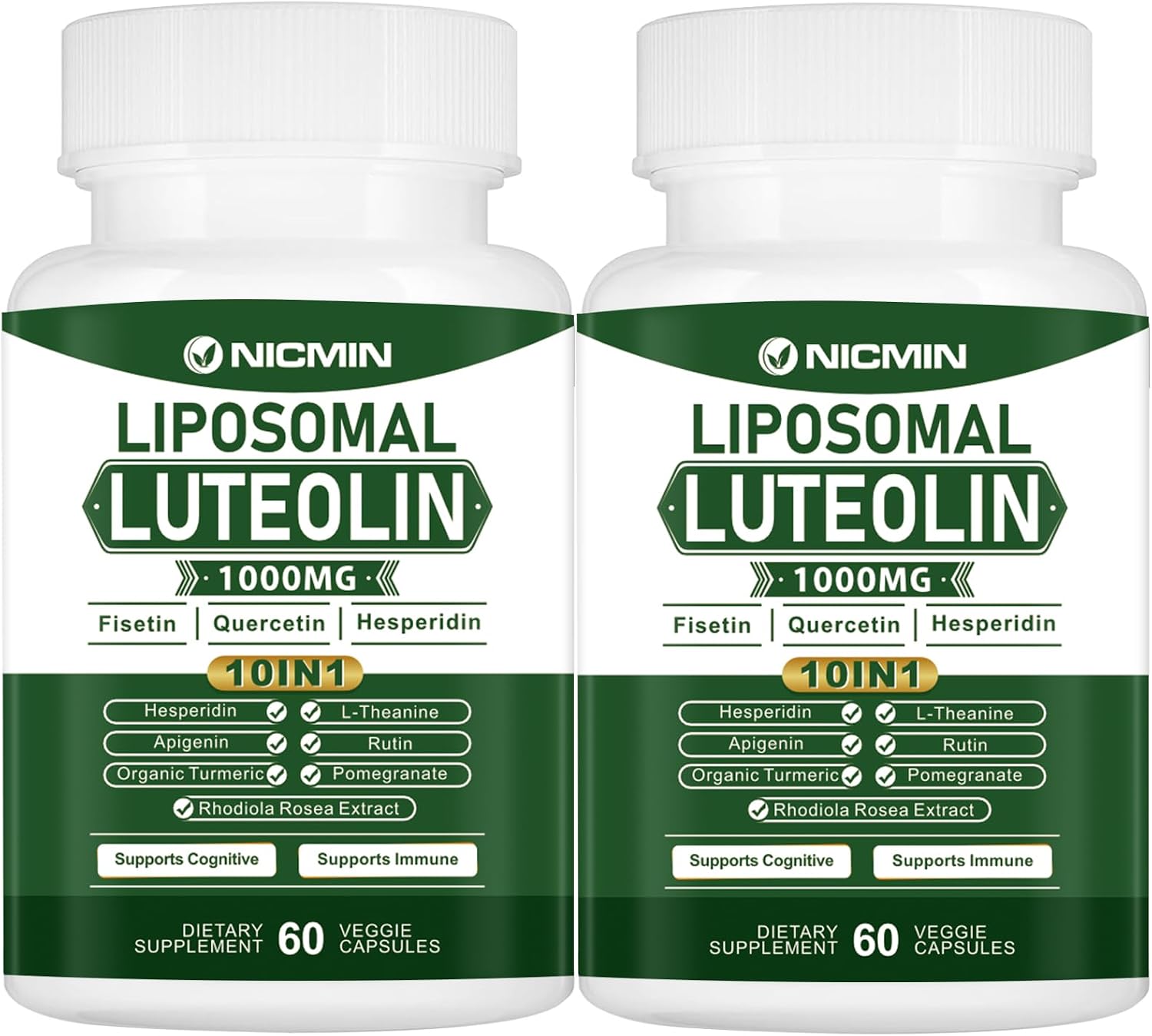 NICMIN 1000 mg Luteolina Liposomal, Máxima Absorción, 120 Cápsulas