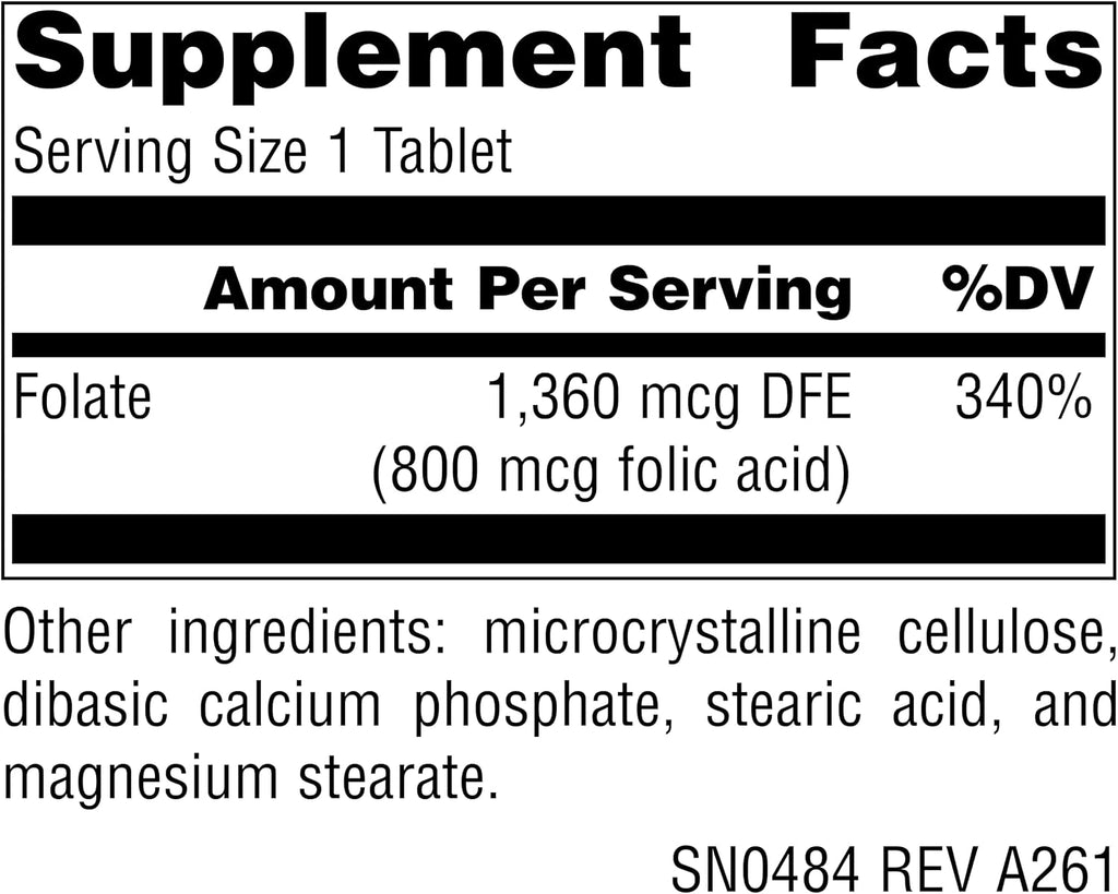 Source Naturals Ácido Fólico 800 mcg - 500 Comprimidos