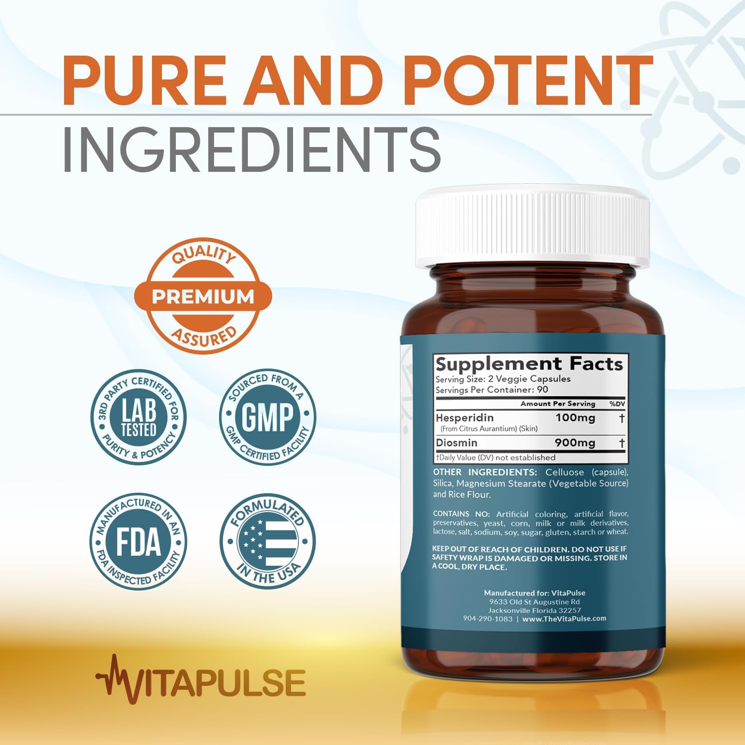 Hesperidin Plus 1000mg por Ración (180 Cápsulas Vegetarianas) - 90 Días de Suministro