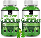 Gomitas de Graviola Soursop - 2200mg Extracto de Hojas de Soursop con Musgo Marino, Zinc y Vitamina C - 120 Gomitas (2 Envases)