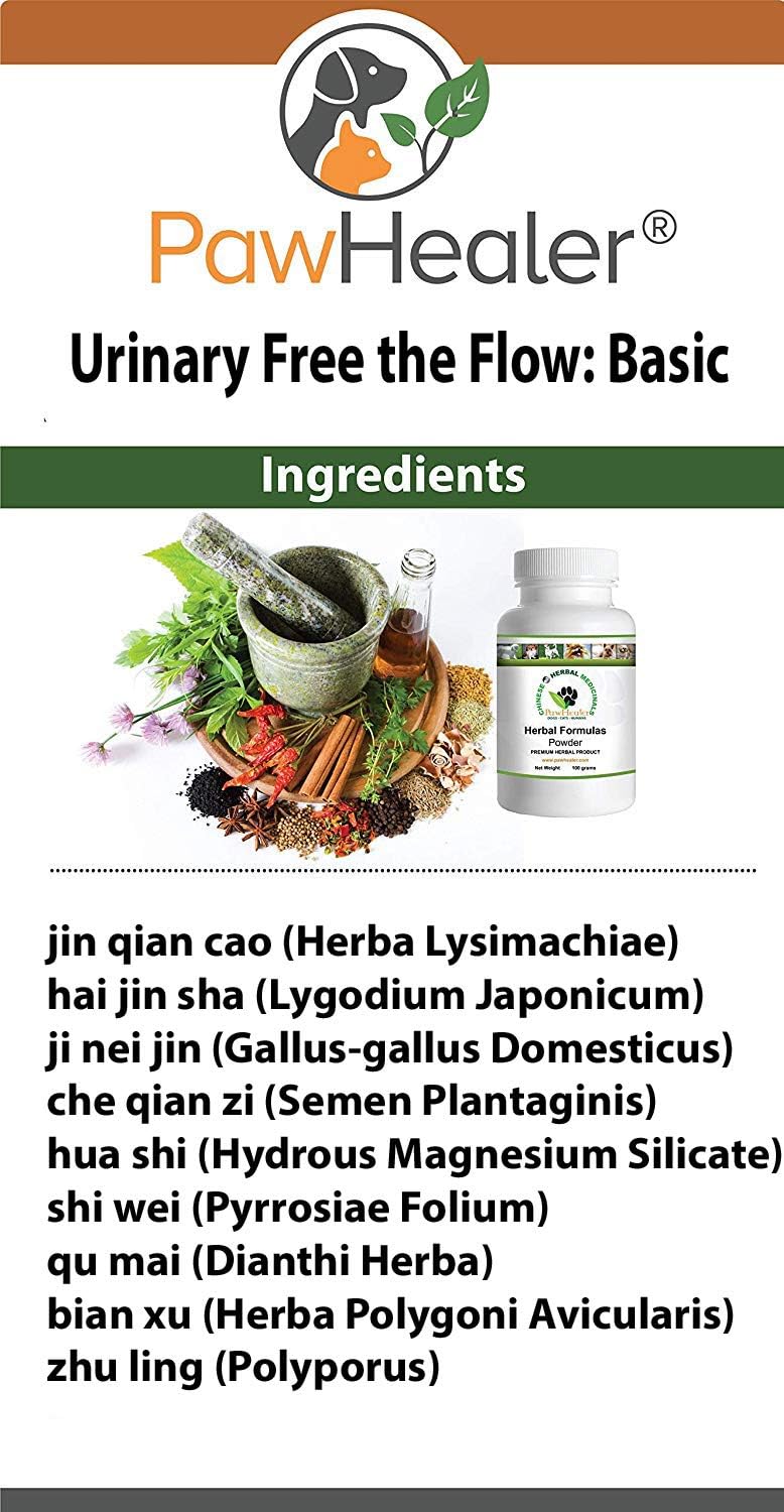 Urinary Free The Flow-Basic - Complemento Herbal para el Bienestar Urinario en Perros - 50 g - Polvo - Mezclar con Comida