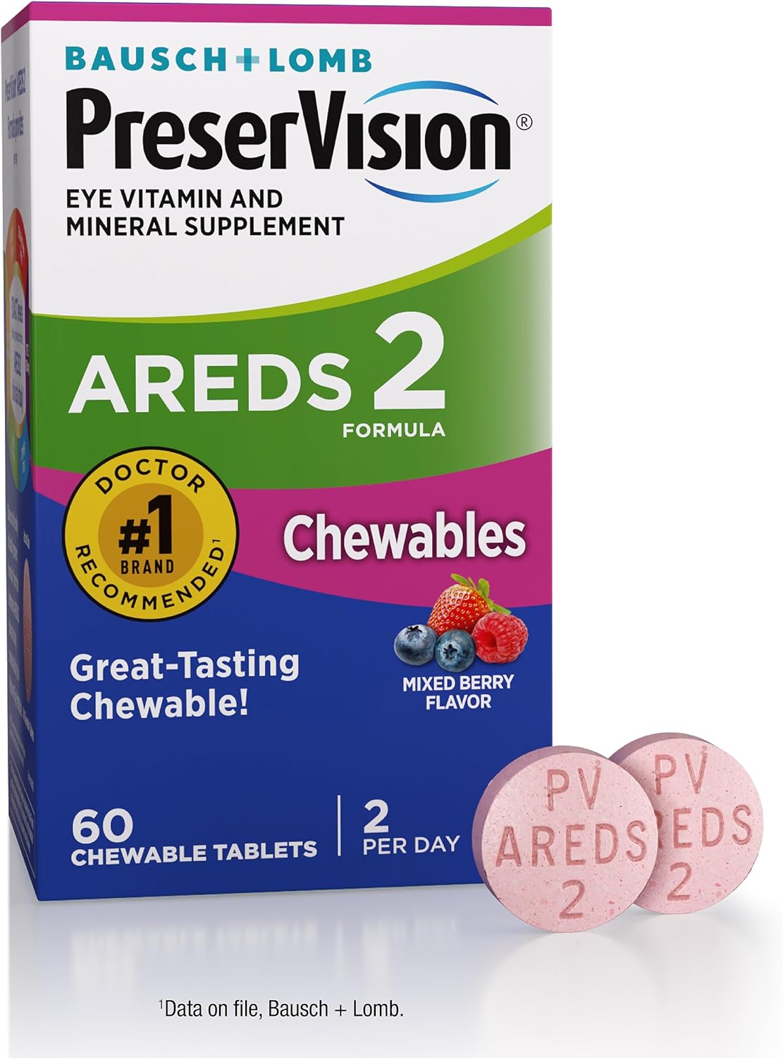 PreserVision AREDS 2 Vitaminas para los Ojos - Comprimidos Masticables Sabor Arándano - 70 unidades
